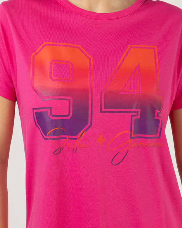 Stella + Gemma Ace Tee - Hot Pink Ombre Varsity