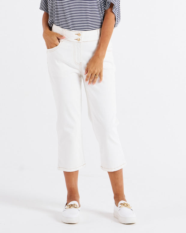 Betty Basics Alessi Crop Jean - White