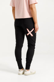 Home-lee Apartment Pants - Black with Blossom Berry X
