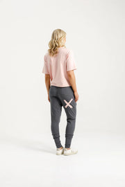 Home-lee Apartment Pants - Graphite with Blossom X