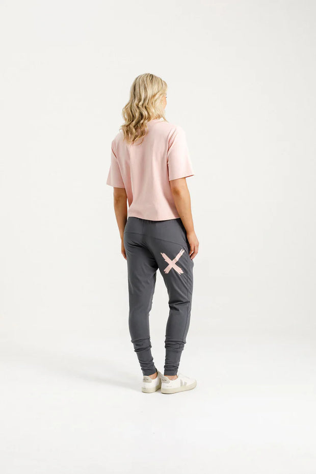 Home-lee Apartment Pants - Graphite with Blossom X
