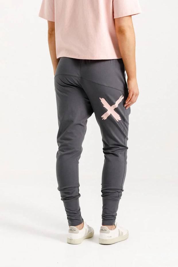 Home-lee Apartment Pants - Graphite with Blossom X