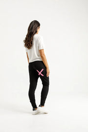 Home-lee Apartment Pants - Black with Candy Pink X