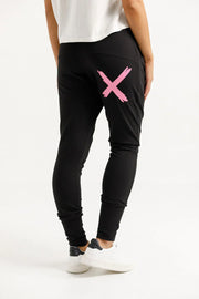 Home-lee Apartment Pants - Black with Candy Pink X