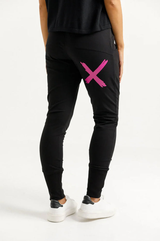 Home-lee Winter Weight Apartment Pants - Black with Orchid X