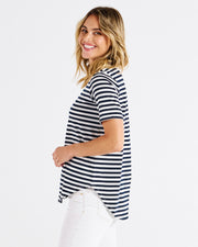 Betty Basics Ariana Tee - Navy Stripe/Pink