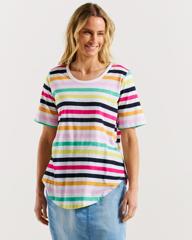 Betty Basics Ariana Tee - Rainbow Stripe