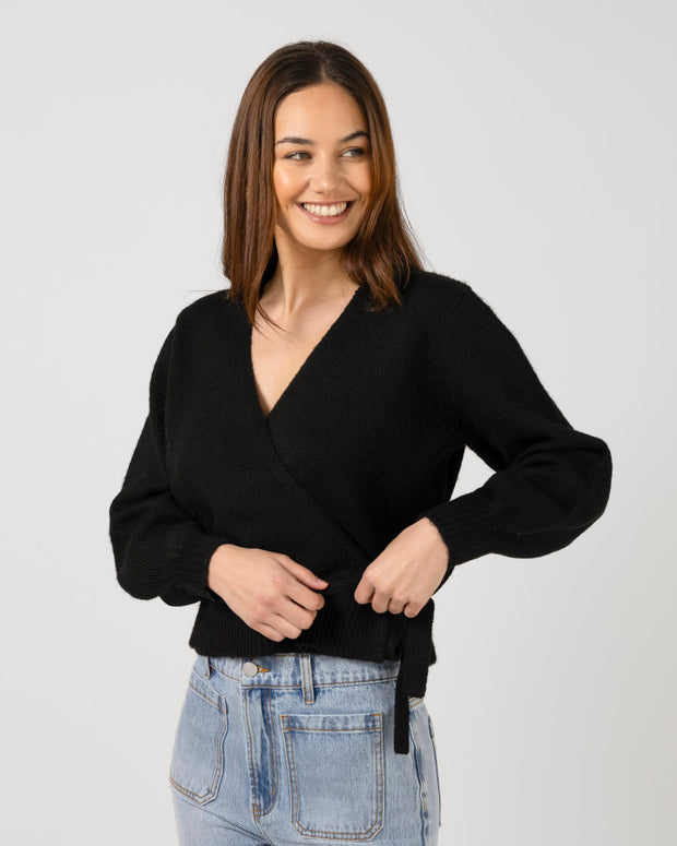 Stella + Gemma August Wrap Cardigan - Black
