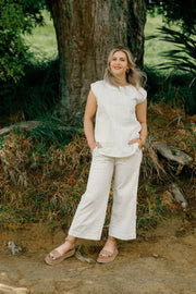 Home-lee Zoe Pants - Cream Daisies
