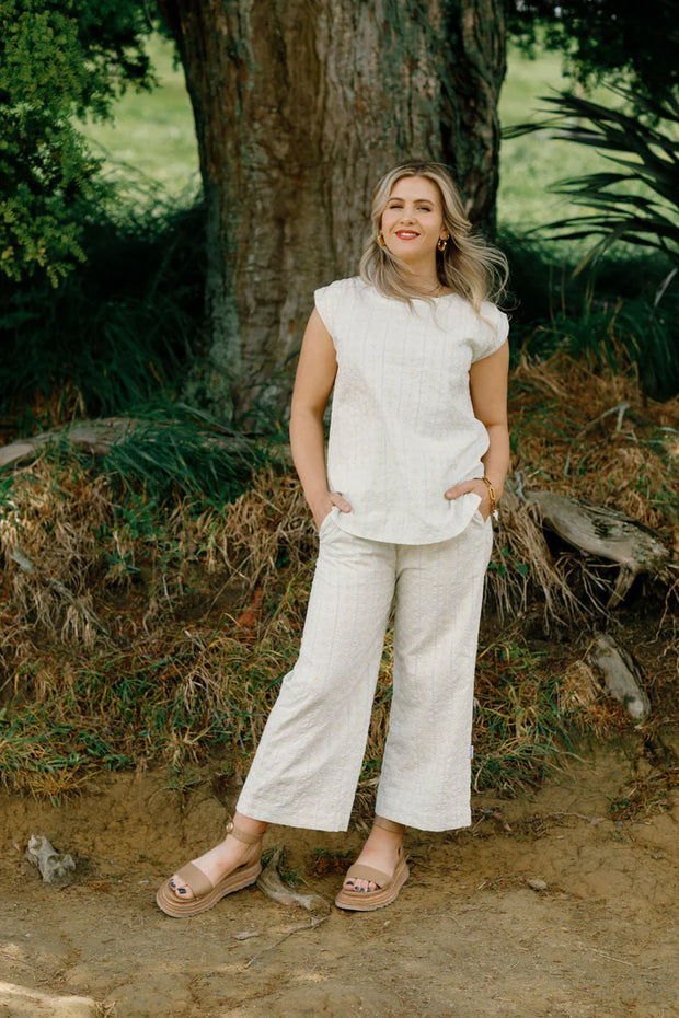Home-lee Zoe Pants - Cream Daisies