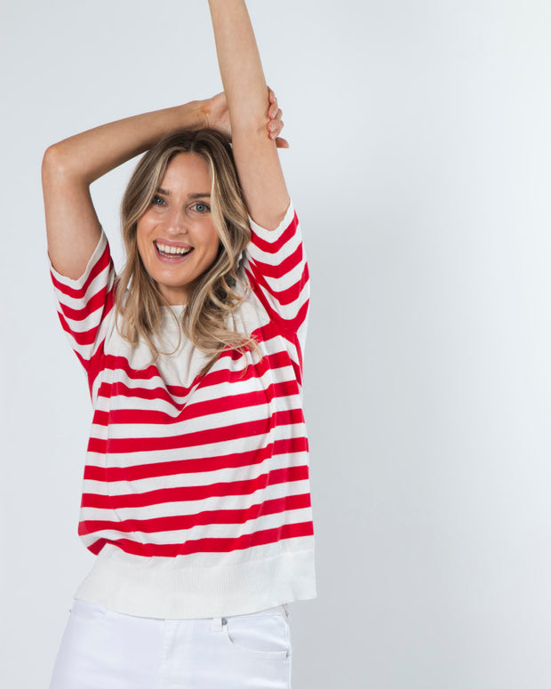 Stella + Gemma Baldwin Knit Top - Red/White Stripe