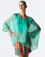 Fate + Becker Blossoming Silk Top - Apple