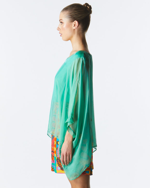 Fate + Becker Blossoming Silk Top - Apple