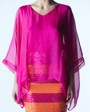 Fate + Becker Blossoming Silk Top - Fuschia