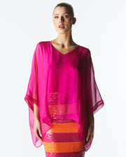 Fate + Becker Blossoming Silk Top - Fuschia