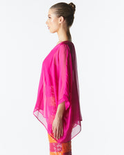 Fate + Becker Blossoming Silk Top - Fuschia