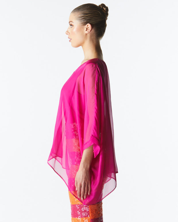 Fate + Becker Blossoming Silk Top - Fuschia