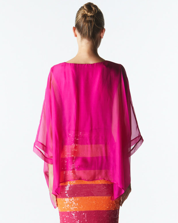 Fate + Becker Blossoming Silk Top - Fuschia