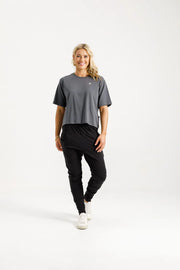 Home-lee Apartment Pants - Black With Blossom Daisy X