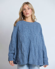 Stella + Gemma Cable Poncho - Denim
