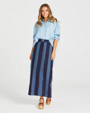 Sass Cailee Maxi Skirt - Navy Stripe