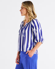 Betty Basics Camilla Blouse - Blue Stripe