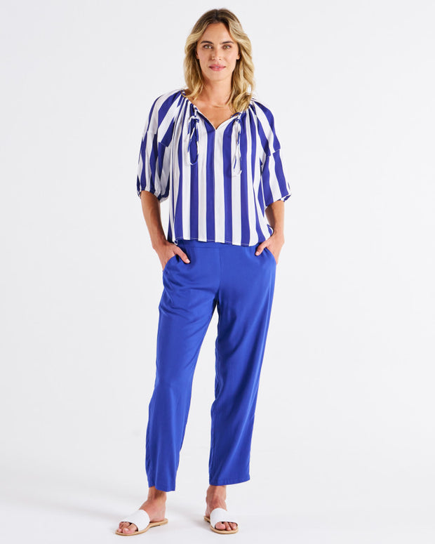 Betty Basics Camilla Blouse - Blue Stripe