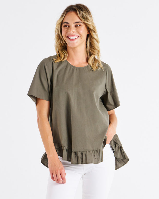 Betty Basics Candice Blouse - Olive Branch