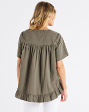 Betty Basics Candice Blouse - Olive Branch