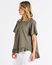 Betty Basics Candice Blouse - Olive Branch