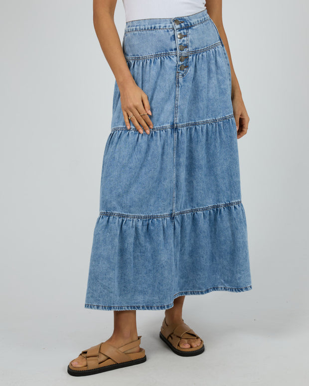 All About Eve Coco Denim Maxi Skirt - Light Blue