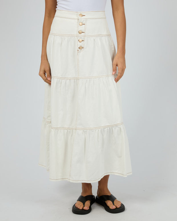 All About Eve Coco Denim Maxi Skirt - Vintage White