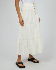 All About Eve Coco Denim Maxi Skirt - Vintage White