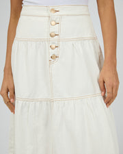 All About Eve Coco Denim Maxi Skirt - Vintage White