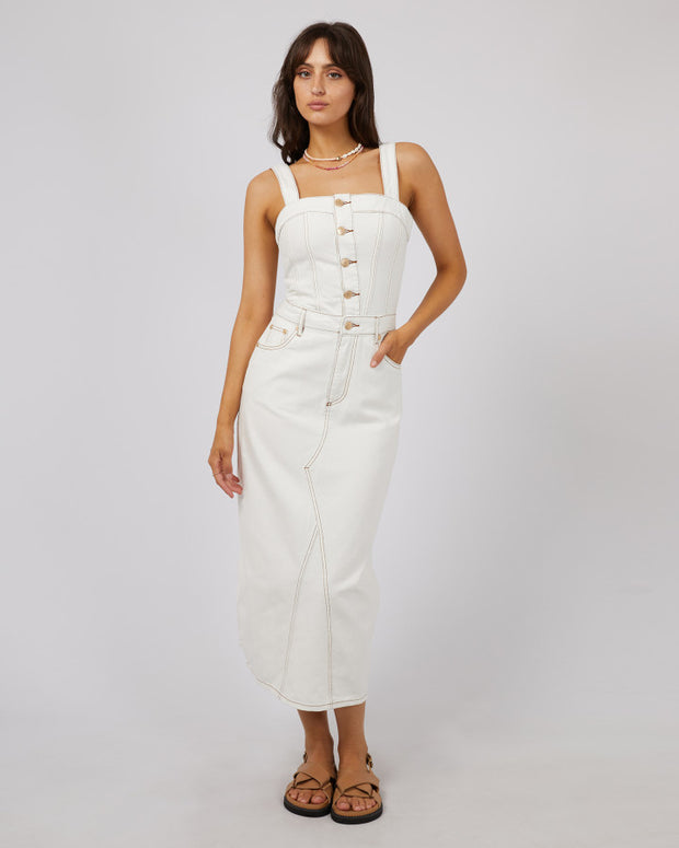 All About Eve Coco Denim Midi Dress - Vintage White