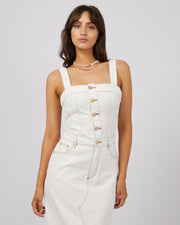 All About Eve Coco Denim Midi Dress - Vintage White