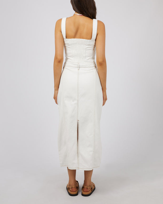 All About Eve Coco Denim Midi Dress - Vintage White