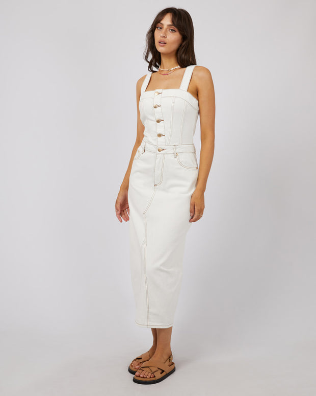 All About Eve Coco Denim Midi Dress - Vintage White