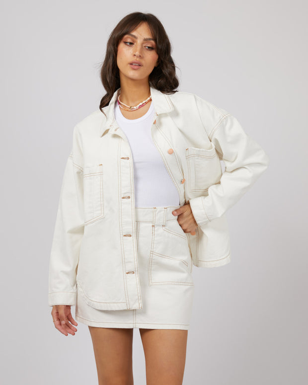 All About Eve Coco Denim Shacket - Vintage White