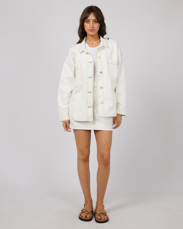 All About Eve Coco Denim Shacket - Vintage White