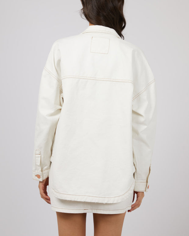 All About Eve Coco Denim Shacket - Vintage White