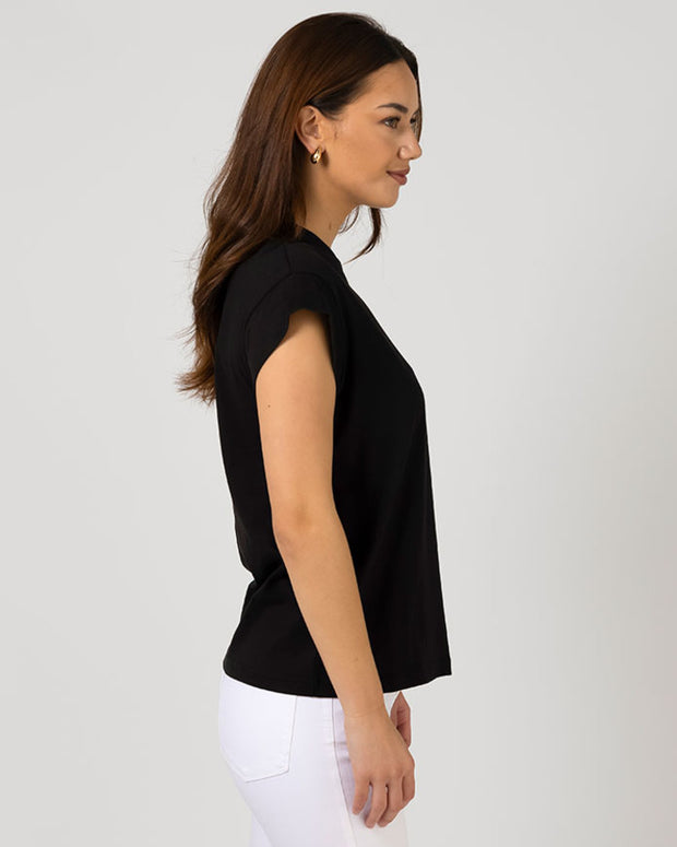 Stella + Gemma Cuff Sleeve T-shirt - Black Paris