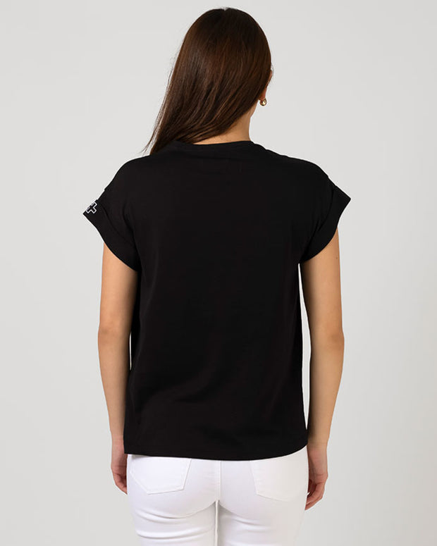 Stella + Gemma Cuff Sleeve T-shirt - Black Paris