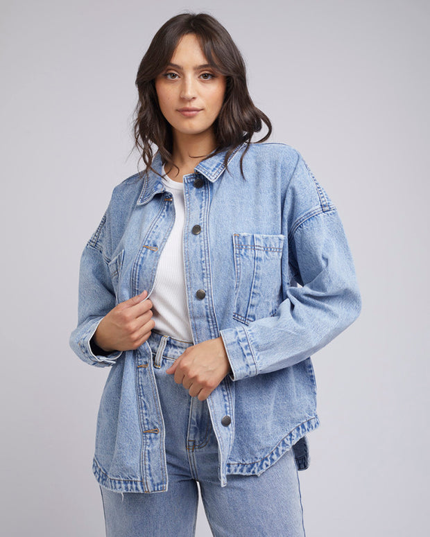 All About Eve Dale Denim Shacket - Light Blue