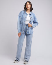 All About Eve Dale Denim Shacket - Light Blue