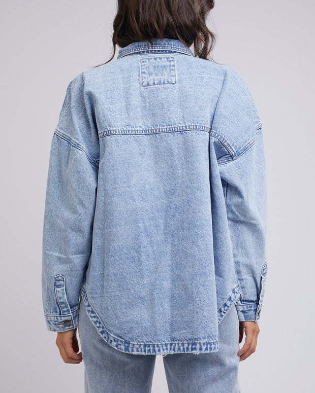 All About Eve Dale Denim Shacket - Light Blue