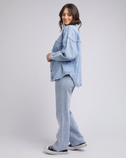 All About Eve Dale Denim Shacket - Light Blue