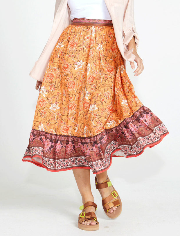Sass Dawn Tiered Boho Skirt - Batik Paisley