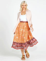 Sass Dawn Tiered Boho Skirt - Batik Paisley