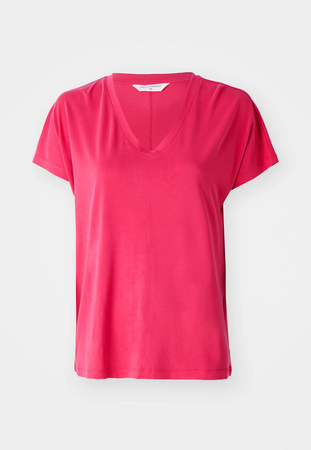MSCH Fenya Modal V-Neck Tee - Rose Red